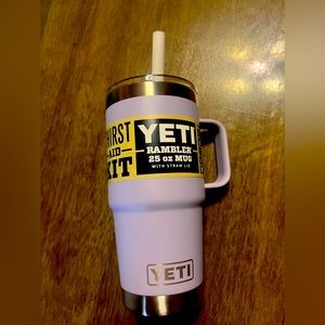 Yeti Lilac Rambler 25oz Mug with straw lid